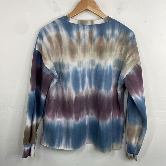 Boho Tie Dye Long Sleeve Sweatshirt size Medium with raw hem - Picture 6 of 11